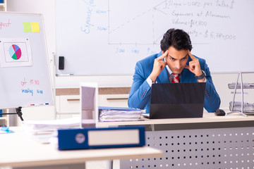 Male sales analyst in front of the whiteboard 