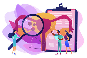 Wall Mural - doctors examine uterus with magnifier to treat endometriosis. endometriosis, endometrium dysfunction