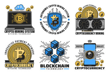 Aufkleber - Bitcoin cryptocurrency, digital wallet, blockchain