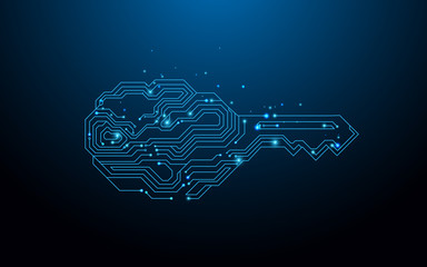Poster - Key form circuit. Cyber security concept