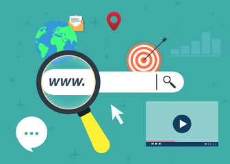 Poster - Concepts for Search engine optimization and web analytics elements. Flat design graphic elements, symbols, icons set. Modern concepts for web banners, website, infographics, printed materials