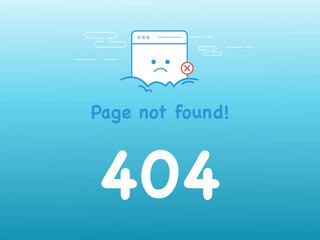 Fototapete - 404 error page not found. Page with flag 404 on laptop display. Isolated vector illustration.webpage banner, search result message, vector line design