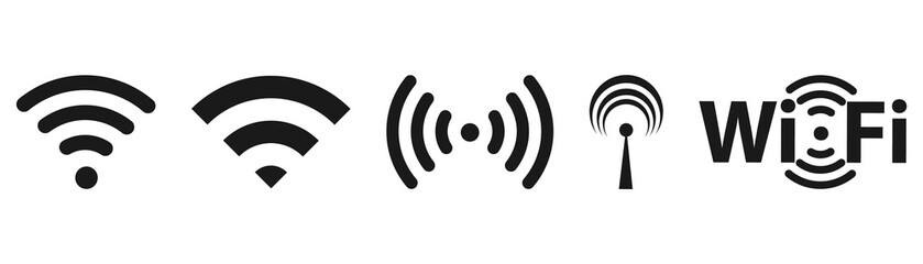 Poster - Different black wifi icon set. Wireless internet Sign isolated on white background. Vector wi-fi signal