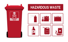 Set Of Hazardous Waste Icon On Transparent Background