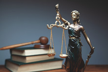Lady Justice With Judge On Book