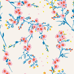 Wall Mural - Softy sweet pink oriental flower seamless pattern vector for fashion fabric and all prints