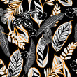 © MSNTY_STUDIOX - Dark tropical night leaves and foliage seamless pattern vector in hand drawn style for fashion fabric and all prints
