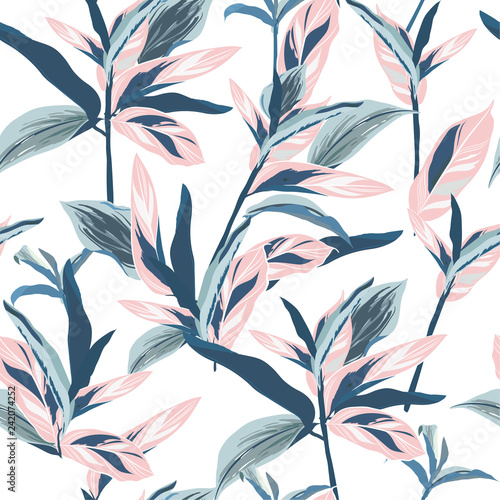 tropical-leaves-on-pastel-mood-seamless-graphic-design-with-amazing-palms-fashion-interior-wrapping-packaging-suitable-realistic-palm-leaves-vector