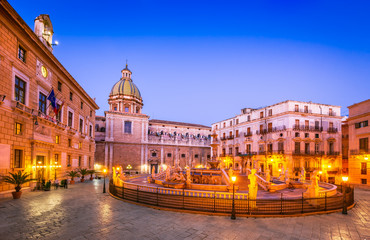 Wall Mural - Palermo, Pretoria Fountain - Sicily, Italy