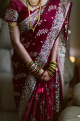 indian woman in wedding dress for ceremony