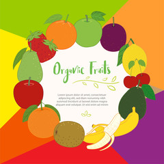 Wall Mural - Fruits cute banner background template with copy space for promotional or sales event