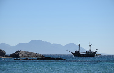 Sticker - Schiff bei Kefalos, Kos