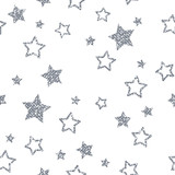 Silver Star Pattern. Glitter Look.