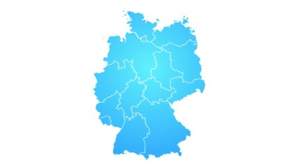 Wall Mural - germany map showing up intro with new regions/ 4k animated germany map intro background with new adm