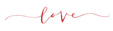 “LOVE” Red Glitter Brush Calligraphy Banner