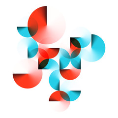 Wall Mural - Geometric Turquoise Blue and Red Angle Gradient Circles Isolated on White Square Background. EPS 10 Vector.