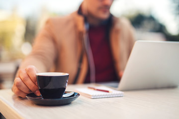 Wall Mural - Freelancer at cafe