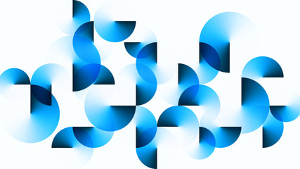 Wall Mural - Geometric Bright Blue Angle Gradient Circles Isolated on White Background. Aspect Ratio 16:9. EPS 10 Vector.