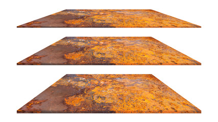 Wall Mural - Rusty metal  plate isolated on white background for interior exterior decoration and industrial construction concept design.