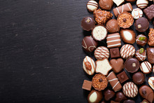 Mix Of Chocolate Candies, Top View