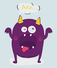 Wall Mural - Cute monster. Kid. T-shirt. vector illustration.