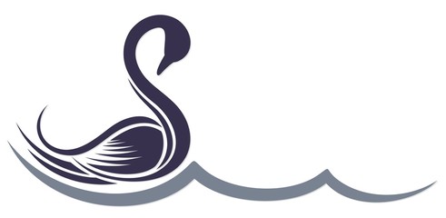 Canvas Print - Symbol of swan with wave.