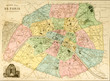 Stadtplan Karte Map Paris um 1850