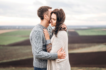 Wall Mural - Romantic pretty couple outdoor  enjoy spending time together.