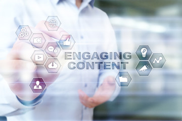 Wall Mural - engaging content on virtual screen. digital marketing concept.