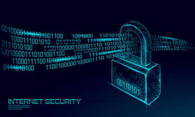 Wall Mural - cyber safety padlock on data mass. internet security lock information privacy low poly polygonal fut