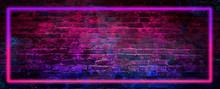 Brick Wall, Background, Neon Light