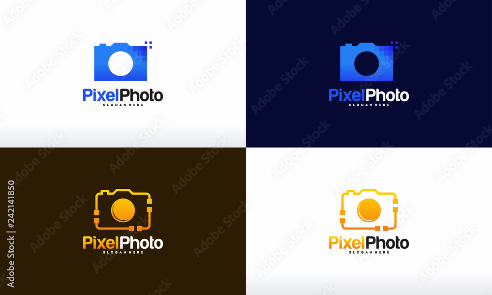 Vetor Set of Pixel Photography logo designs concept vector, Pixel ...