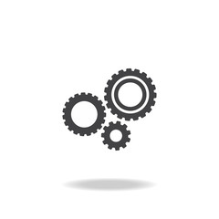 Canvas Print - Gears icon isolated on white background. Combination of pinions with shadow.