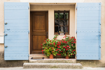 Wall Mural - Blue french windows and doors in Provence, France