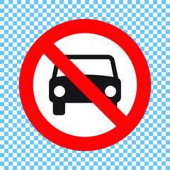 Wall Mural - No car or no parking traffic sign, prohibit sign, vector illustration