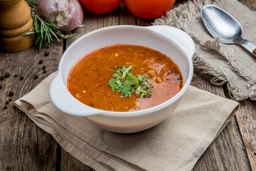 Wall Mural - soup kharcho on bowl