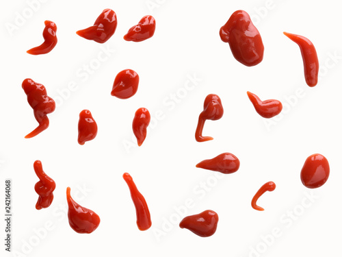 Fotomural Set of ketchup splashes isolated white