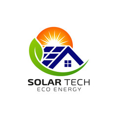 Wall Mural - Sun solar energy logo design template. eco energy logo design