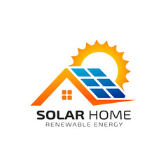 Wall Mural - Sun solar energy logo design template. solar tech logo design