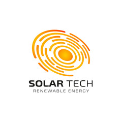 Wall Mural - Sun solar energy logo design template. solar tech logo design