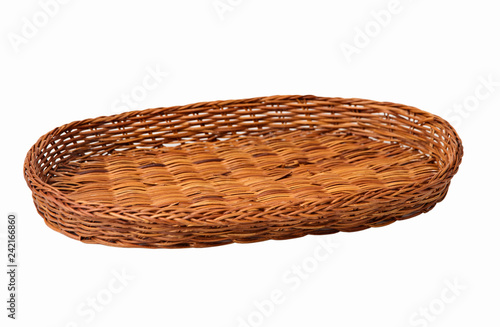 Fotografie, Obraz Wicker brown basket isolated on white background