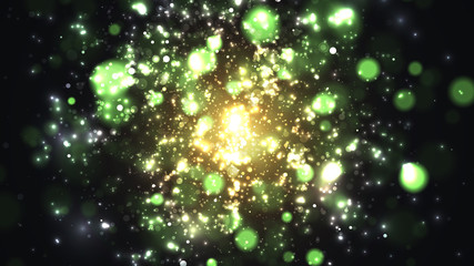 green sparks on black background
