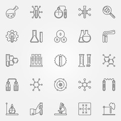 chemistry icons set - vector chemical science concept symbols in thin line style