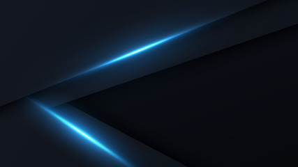 Wall Mural - cut metal plates with blue neon lights