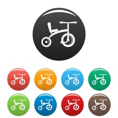 Canvas Print - Retro tricycle icons set 9 color vector isolated on white for any design