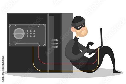 Fotografía Thief steal personal data. Cyber crime and hacking