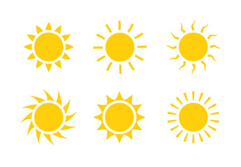 Sun icon symbol illustration, Sunlight design weather. Flat sunshine isolated set of sun logo