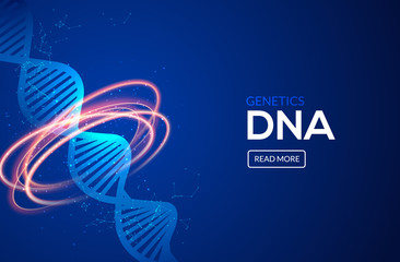 Wall Mural - Science dna icon medical innovation concept background vector design. Medicine technology genetic research