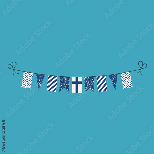 Fotografie, Obraz Decorations bunting flags for Finland national day holiday in flat design