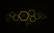 © tuomaslehtinen - High resolution layered yellow hexagons, beehive honeycomb design art and design on black background.